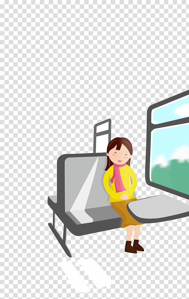 Train Illustration, h5 material sitting on the train transparent background PNG clipart