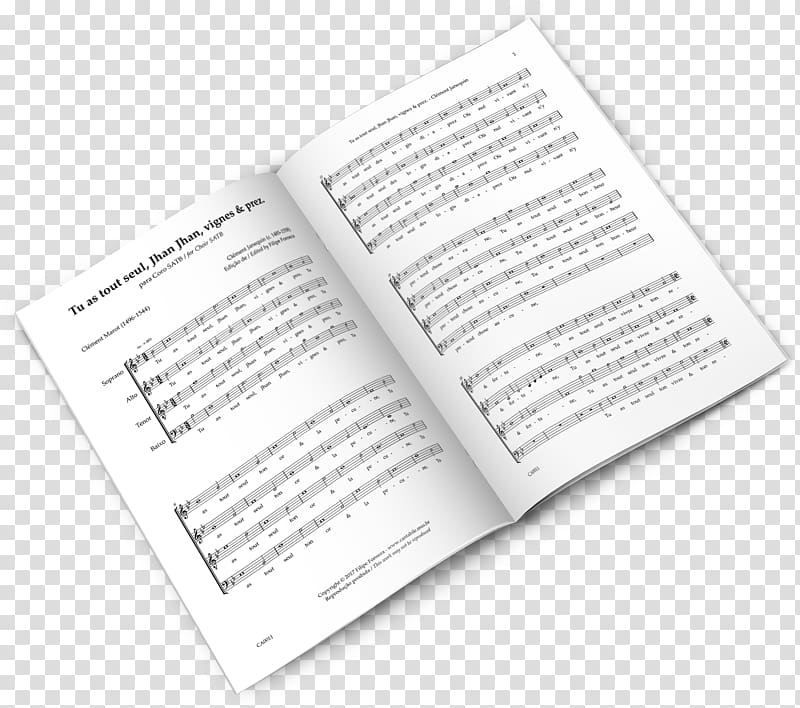 Choir Sheet Music SATB Tu as tout seul, Thomas Tallis transparent background PNG clipart
