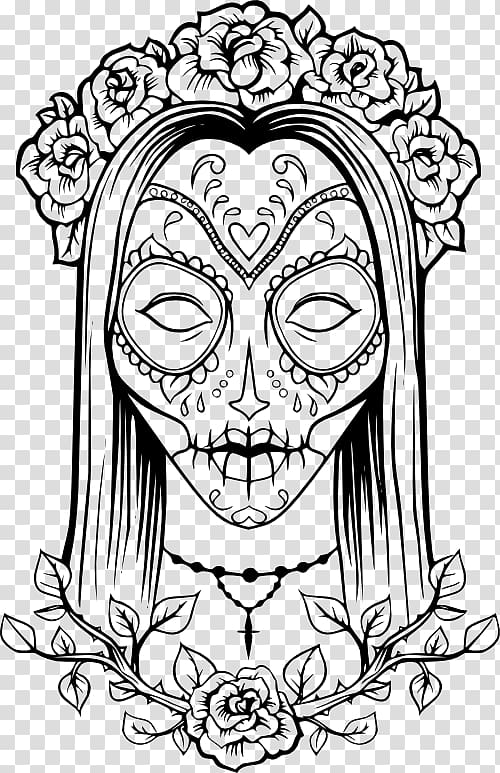 Calavera Coloring book Day of the Dead Adult Skull, skull transparent background PNG clipart