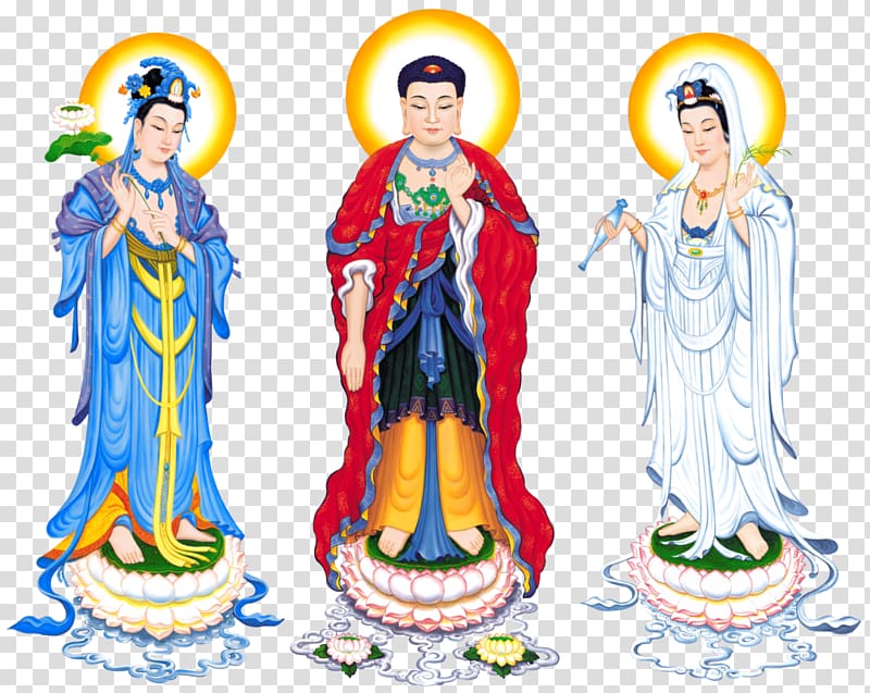 Amitabha triad Amitābha Guanyin 华严三圣 Yakushisanzon, Buddhism transparent background PNG clipart