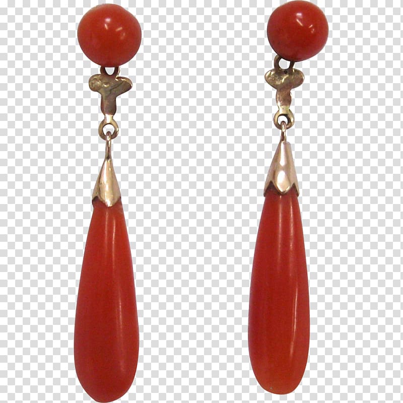 Earring Jewellery Red Coral Gemstone Gold, earring transparent background PNG clipart