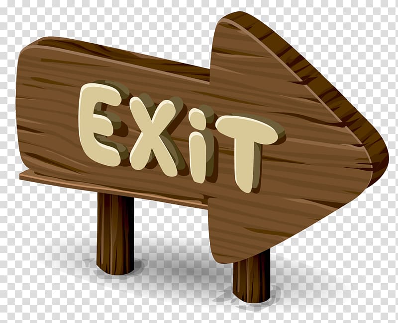 brown Exit arrow signage illustration, Exit sign Wood Emergency exit , Wood Arrow Sign transparent background PNG clipart