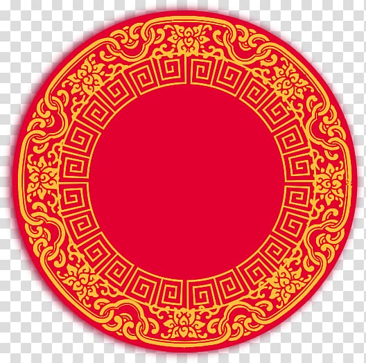 red chinese wind circle border texture transparent background PNG clipart