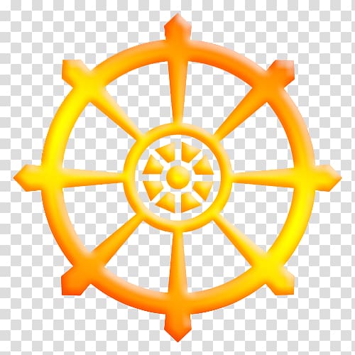 orange ship's steering wheel illustration, Dharmachakra Buddhism Buddhist symbolism, Wheel of Dharma transparent background PNG clipart