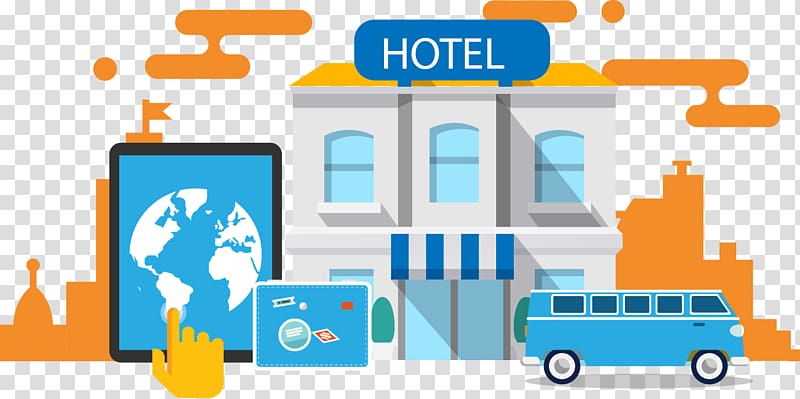 white hotel illustration, Online hotel reservations Package tour Booking.com Accommodation, Cartoon hotel transparent background PNG clipart