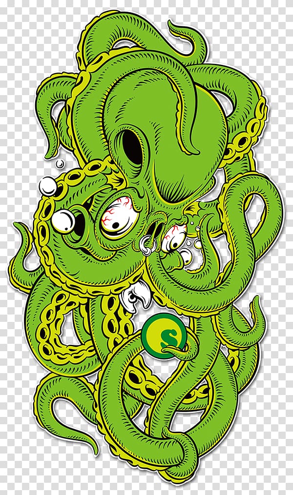 Graphic design Art Octopus, Green Business Card Design transparent background PNG clipart