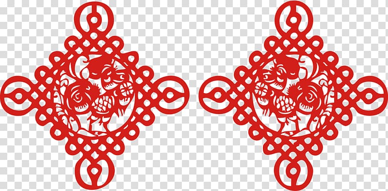 Chinese New Year Papercutting Chinese paper cutting Chinese zodiac New Years Day, Chinese knot New Year Year of the Rooster Chinese New Year paper-cut window grilles transparent background PNG clipart