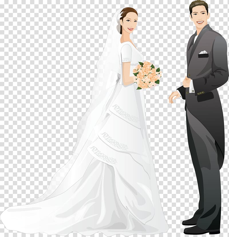 Bride and Groom , Wedding invitation Marriage Bride Drawing, Bride and groom transparent background PNG clipart