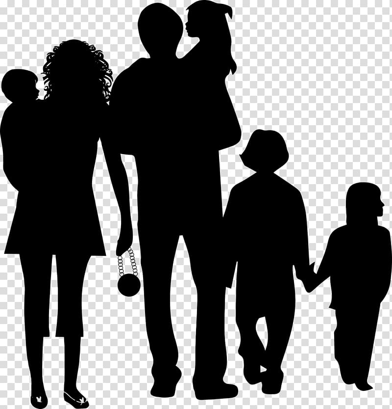 family of six illustration, Family Silhouette Father, parents transparent background PNG clipart