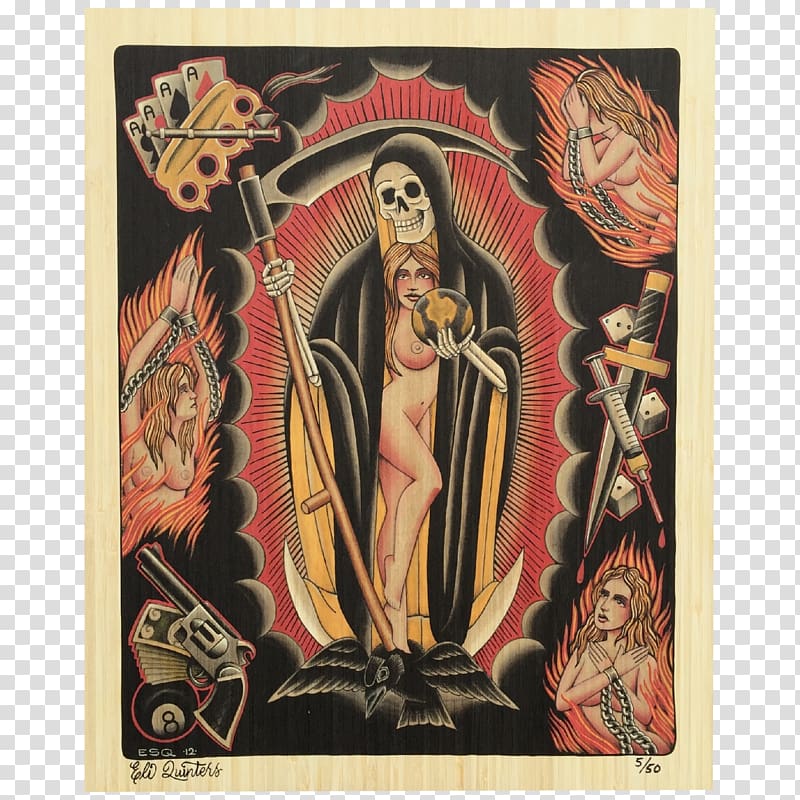 Santa Muerte Printmaking Edition Artist Death, santa muerte transparent background PNG clipart