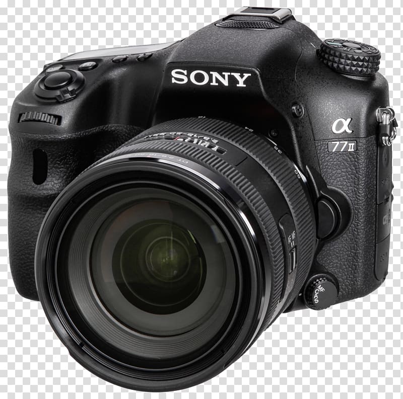 Digital SLR Sony Alpha 77 II Sony Cyber-shot DSC-RX10 II, body mark transparent background PNG clipart