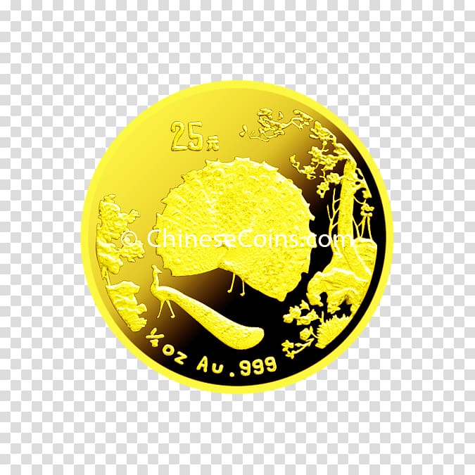 Coin Chinese Gold Panda Saint-Gaudens double eagle, gold peacock transparent background PNG clipart