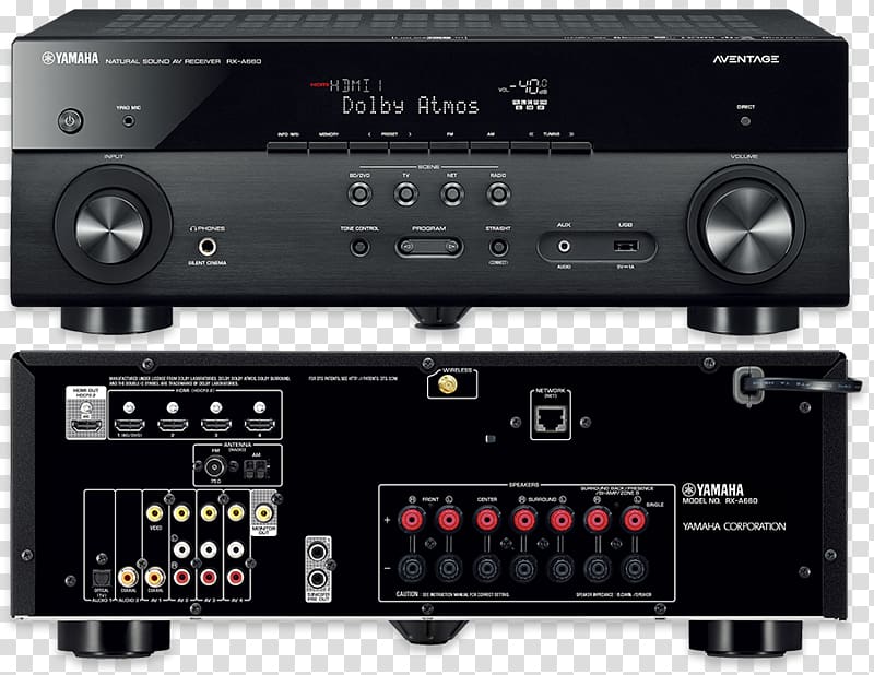 AV receiver Yamaha RX-V581 Audio Television Yamaha MusicCast WX-030, others transparent background PNG clipart