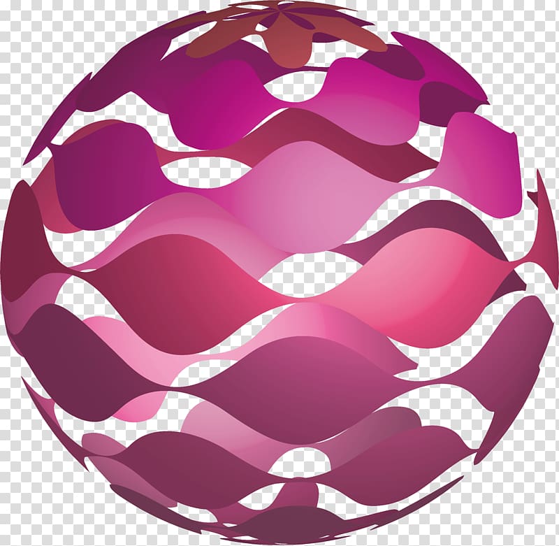 Sphere illustration , Pieces of red wave stripe sphere transparent background PNG clipart