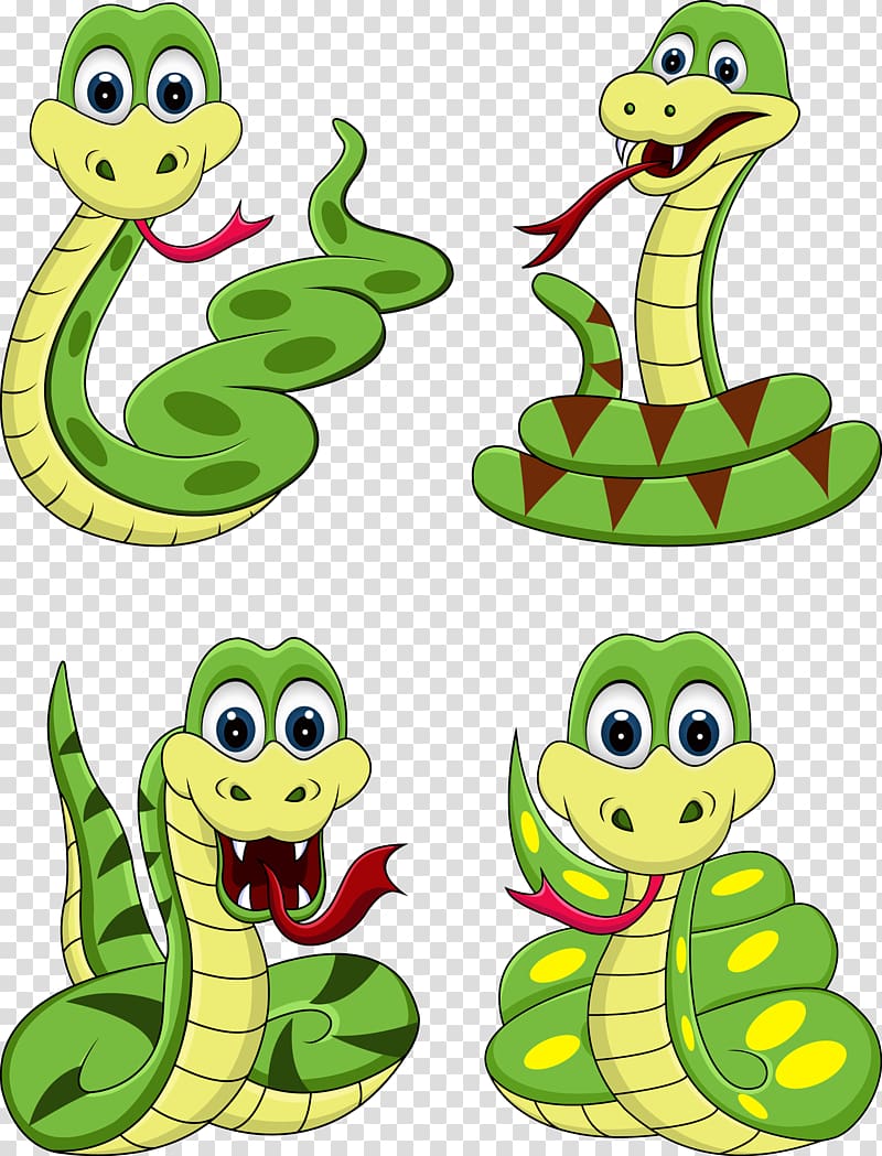 green snake collage, Snake Cartoon , Snake cartoon Free matting transparent background PNG clipart