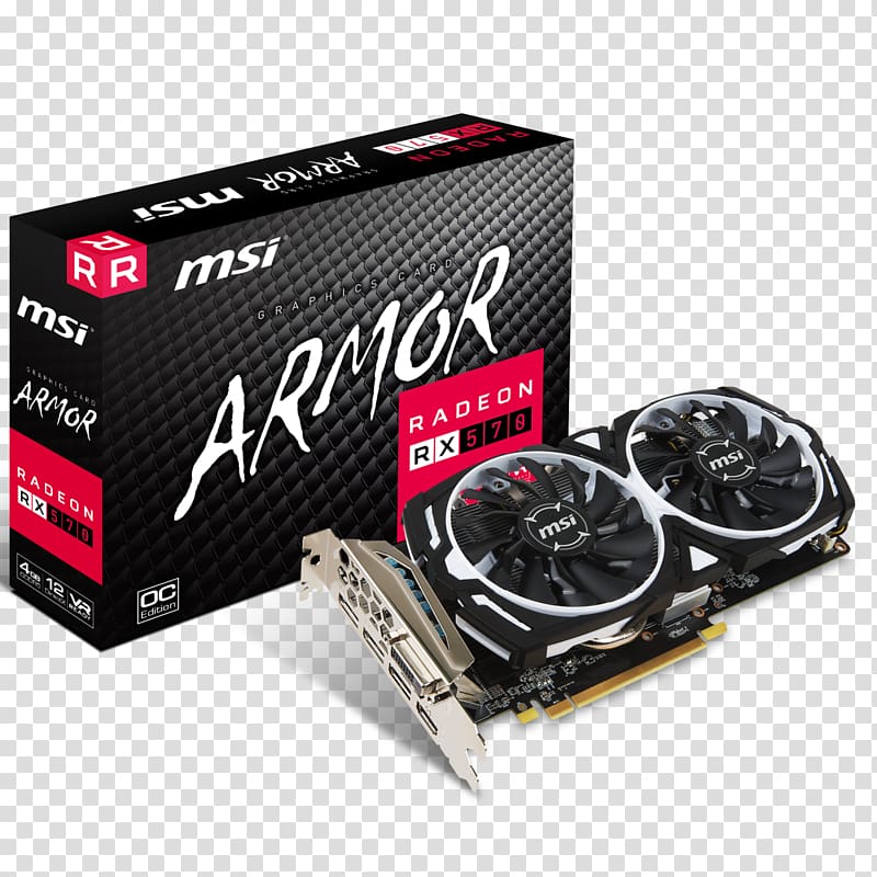 Graphics Cards & Video Adapters GDDR5 SDRAM Msi Gaming Radeon Rx 570 8gb Gddr5 256bit Directx 12 Graphics Card Rx Micro-Star International, Computer transparent background PNG clipart