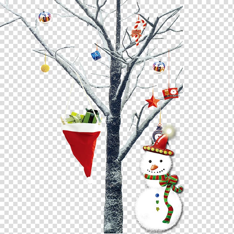 Santa Claus Christmas tree Gift Christmas ornament, Winter Snowman transparent background PNG clipart
