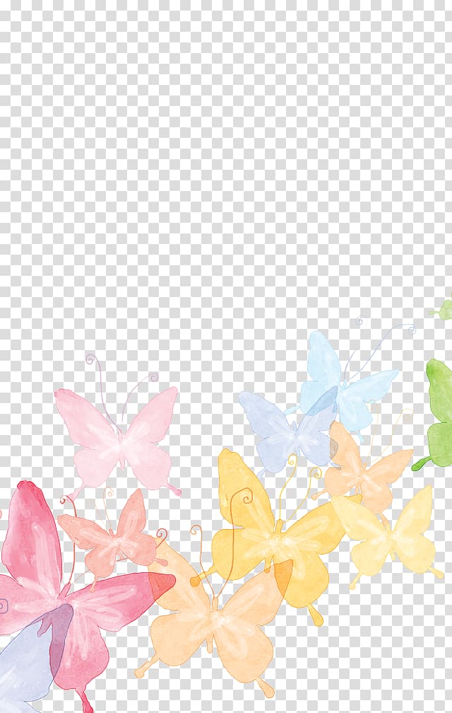 Butterfly Cartoon, Hand-painted butterfly transparent background PNG clipart