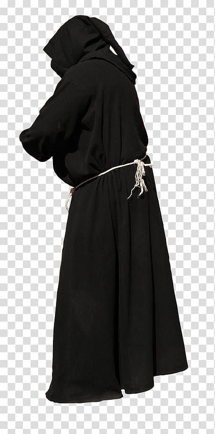 black robe, Monk Black Gown Hands Not Visible transparent background PNG clipart