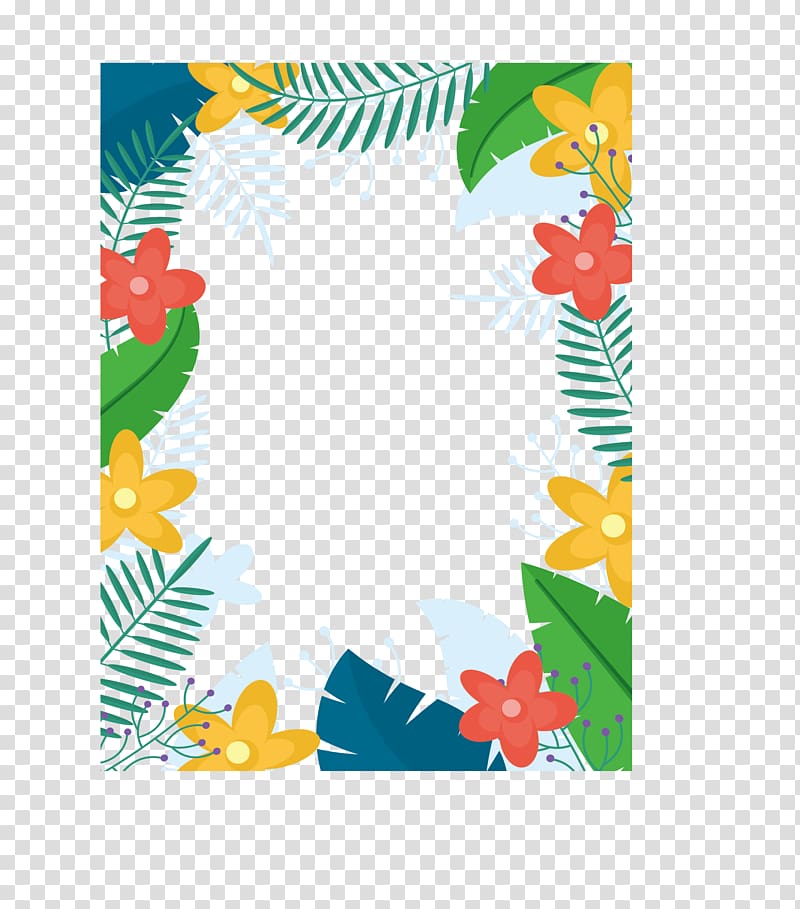 blue, green, and yellow floral border, Banana Euclidean Leaf, Color banana leaf frame transparent background PNG clipart