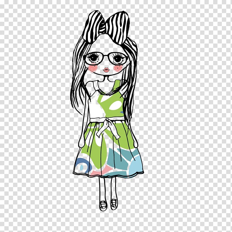 Girl Drawing , fashion simple flower girl dress transparent background PNG clipart