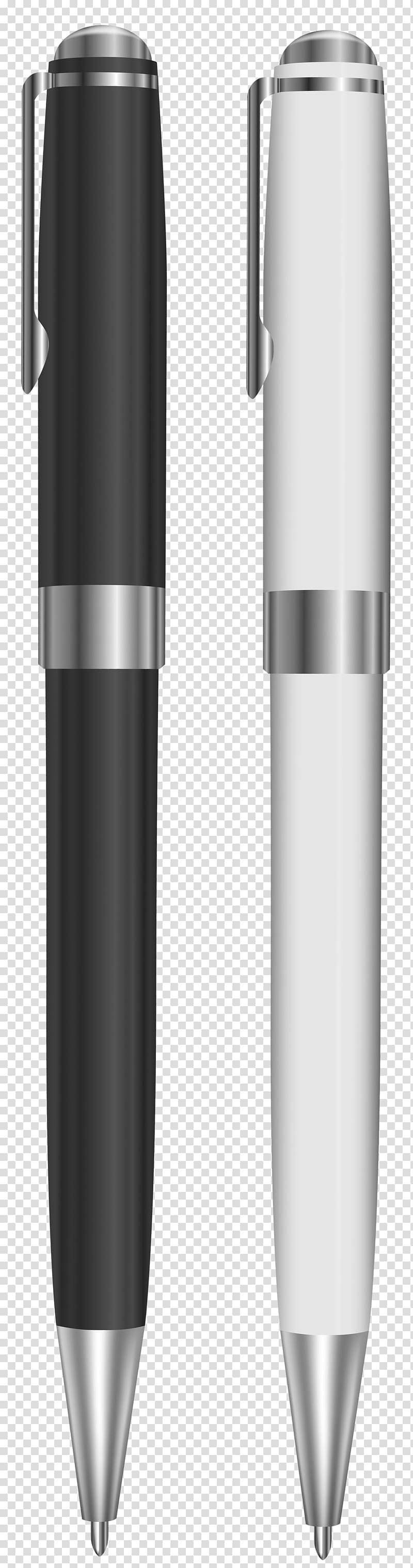 two black and white retractable pens illustration, Pen Black and white , Black and White Pen transparent background PNG clipart
