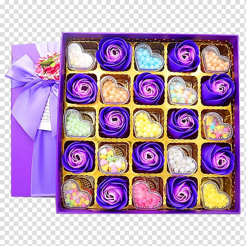 Candy Box! Purple Hard candy, Purple flower color candy boxes transparent background PNG clipart