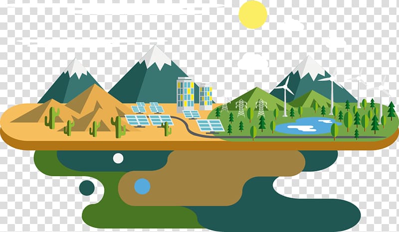 Ecology Energy, Flat Creative green island cartoon transparent background PNG clipart