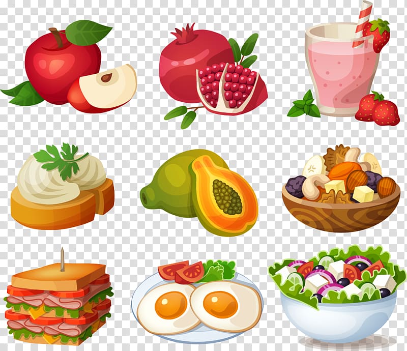 Smoothie Breakfast sandwich Fried egg, All kinds of fruits and Western-style breakfast transparent background PNG clipart