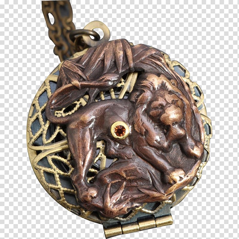 Locket Lion Bronze Necklace Copper, lion transparent background PNG clipart