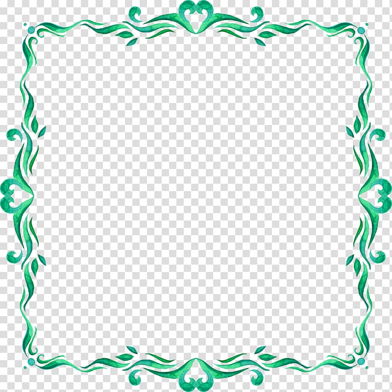 green frame , Watercolor heart-shaped border transparent background PNG clipart