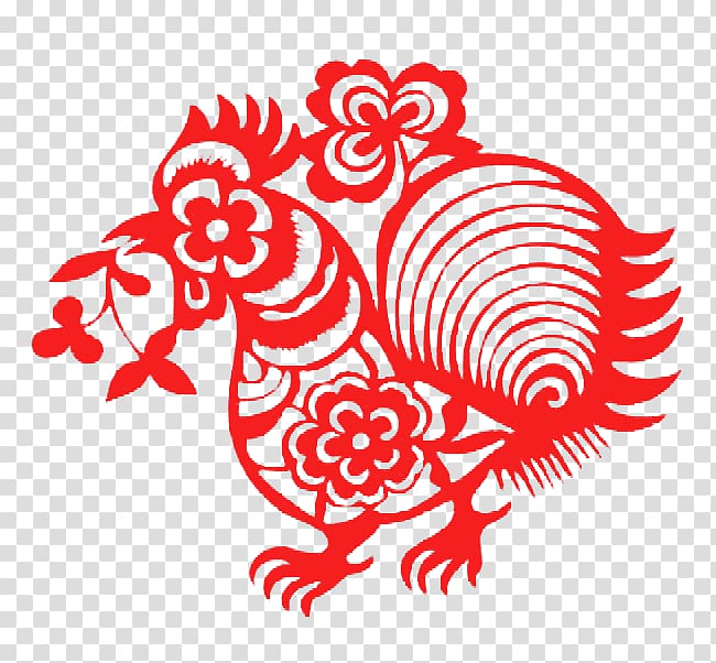 China Papercutting Chicken Chinese paper cutting, cock transparent background PNG clipart