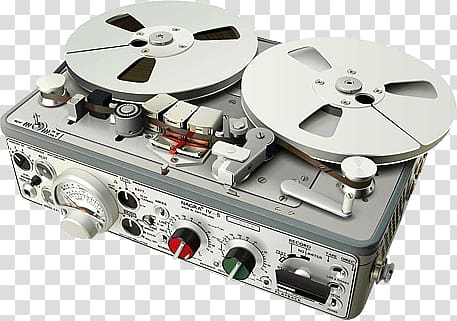 gray and white reel-to-reel projector, Vintage Tape Player transparent background PNG clipart