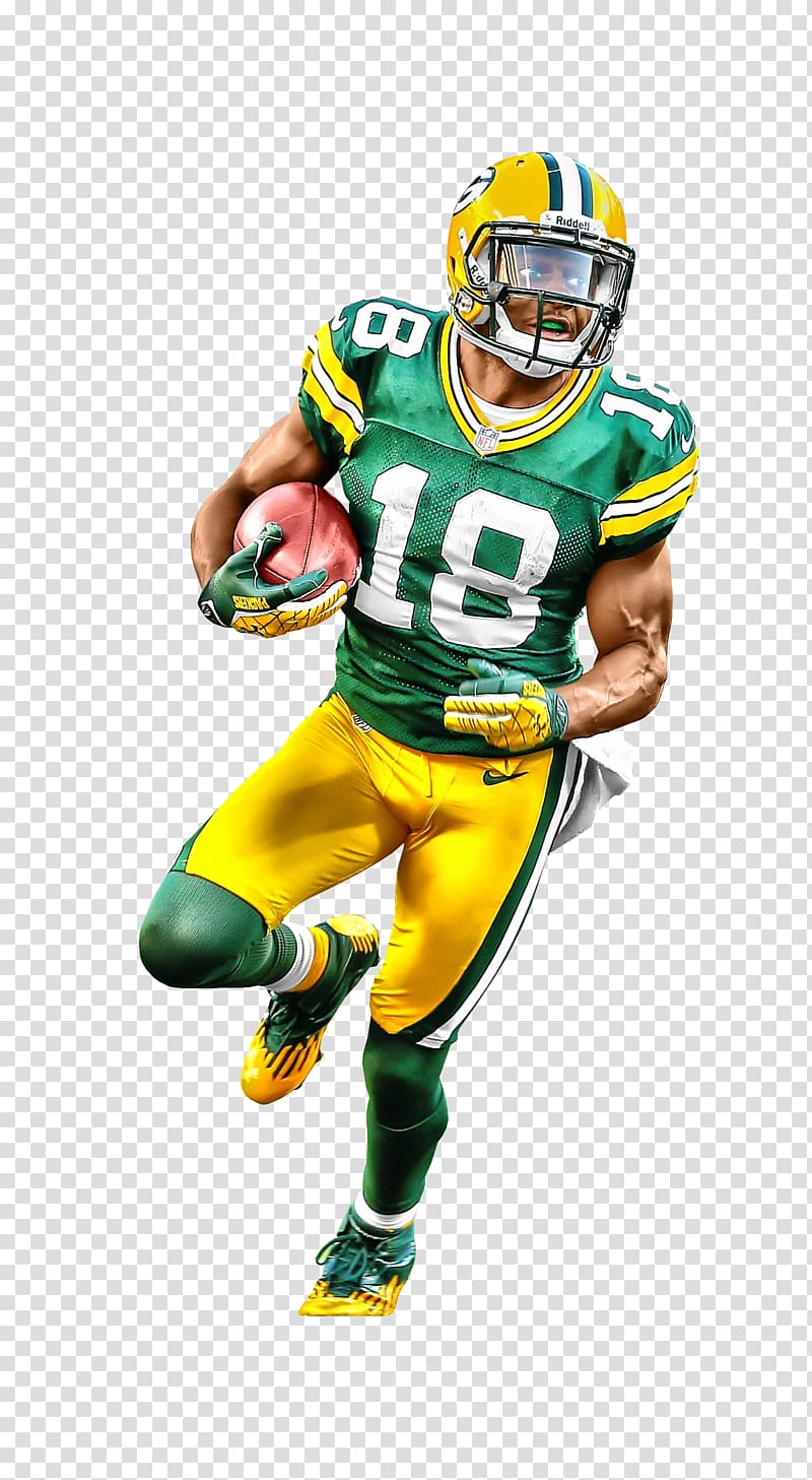football playing holding football, NFL Football helmet Green Bay Packers American football, American football player transparent background PNG clipart