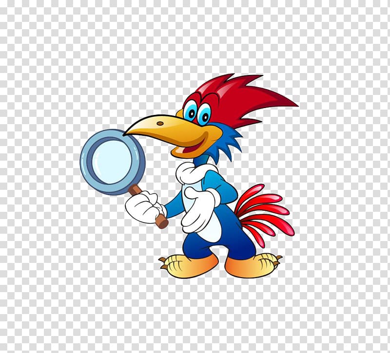 Woody Woodpecker Cartoon, Look at the magnifying glass of the turkey transparent background PNG clipart