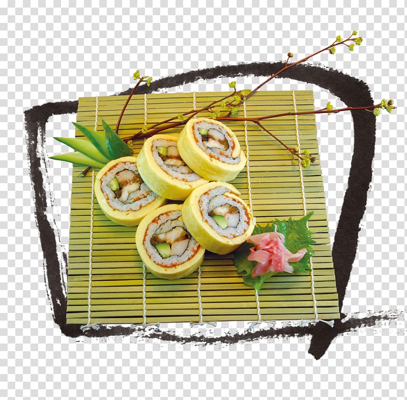 Sushi Japanese Cuisine California roll, Bamboo Sushi transparent background PNG clipart