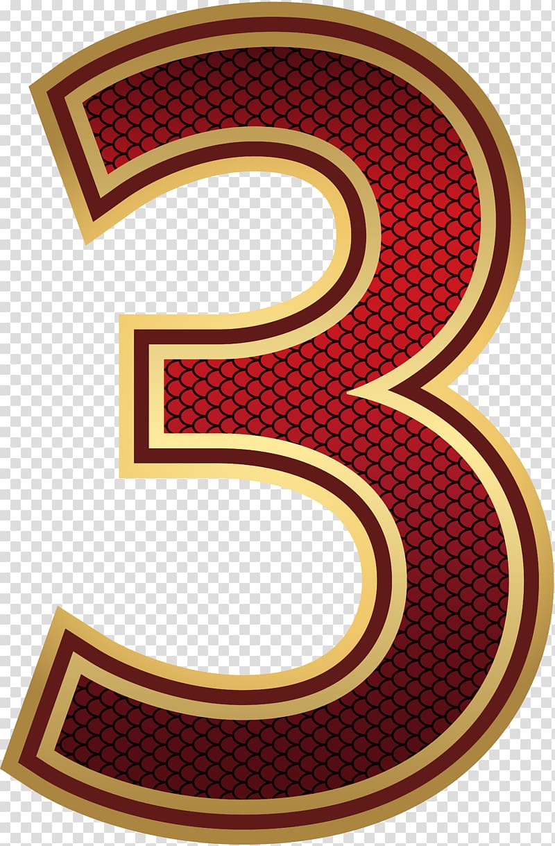 red 3 illustration, Red Gold, Red and Gold Number Three transparent background PNG clipart