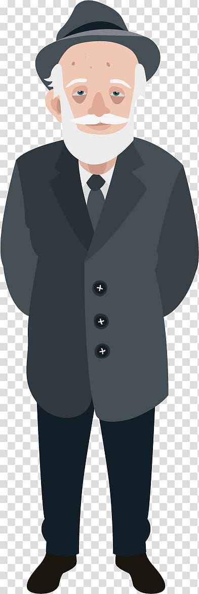 man in black suit , Old age Illustration, Old man winter clothing material transparent background PNG clipart