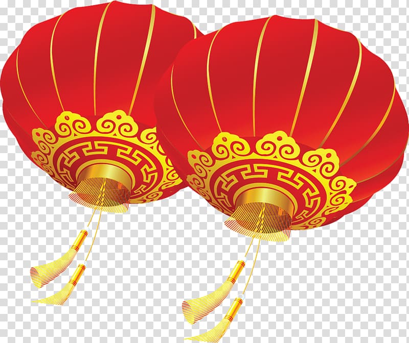 Paper lantern Chinese New Year, Chinese New Year festive lanterns transparent background PNG clipart