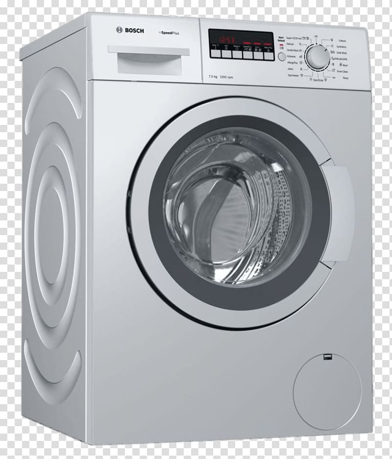 gray BOSCH front-load clothes dryer, Bosch Washing Machine transparent background PNG clipart