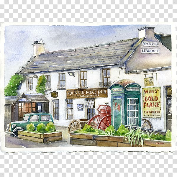 Watercolor painting Blarney Ludmila Korol Irish pub, painting transparent background PNG clipart