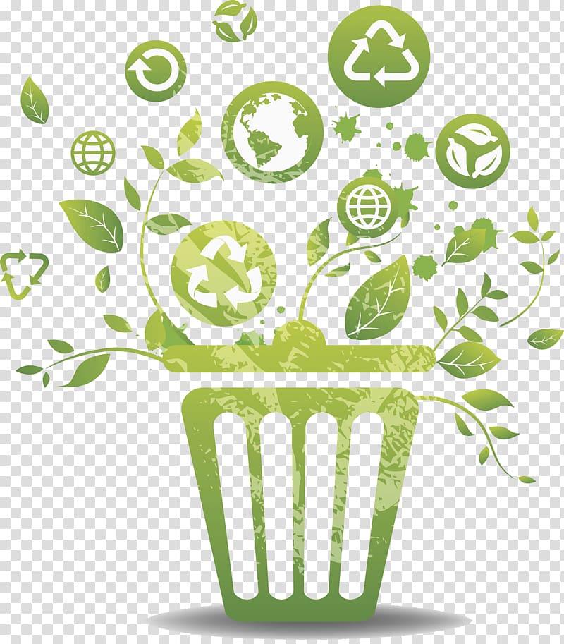 Environmental protection Waste container Waste sorting Recycling, Green trash can transparent background PNG clipart
