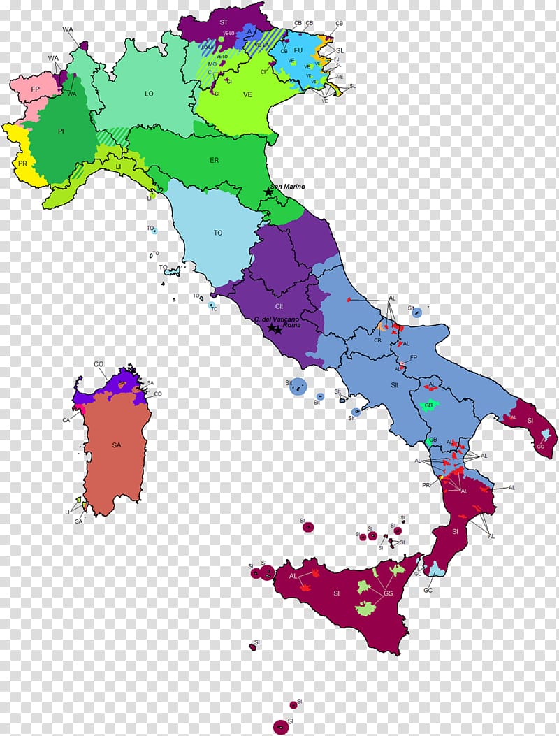 Italy Linguistic map Italian Language Dialect, italy transparent background PNG clipart