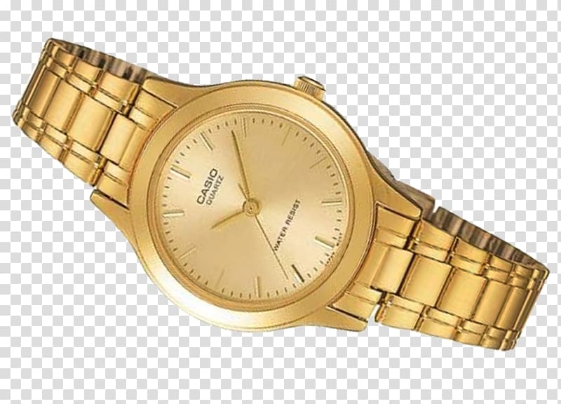 Gold-204 Casio Watch strap, gold transparent background PNG clipart