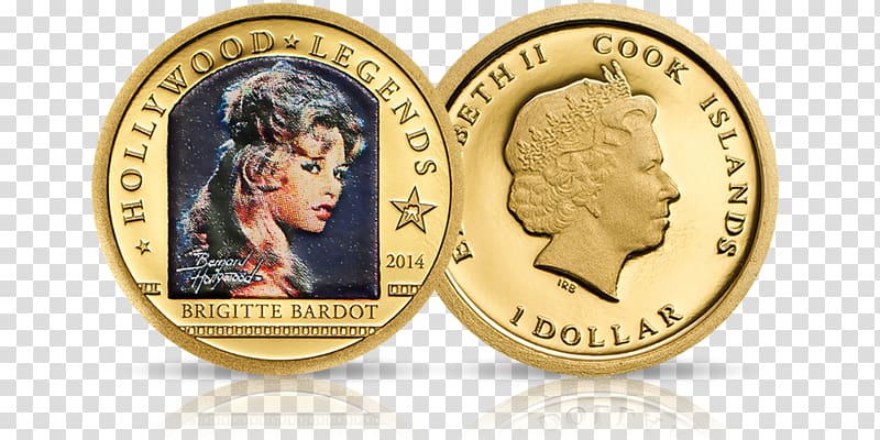 Commemorative coin Gold Legends: Brigitte Bardot Hollywood, Coin transparent background PNG clipart