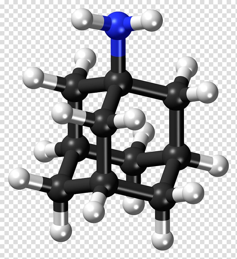 Amantadine Memantine Adamantane Amine Drug, Ballandstick Model transparent background PNG clipart