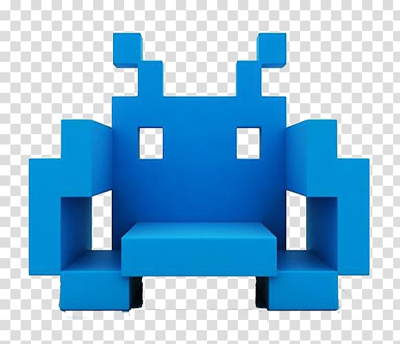 Space Invaders Extreme 2 Pong Pac-Man, Blue square chair transparent background PNG clipart