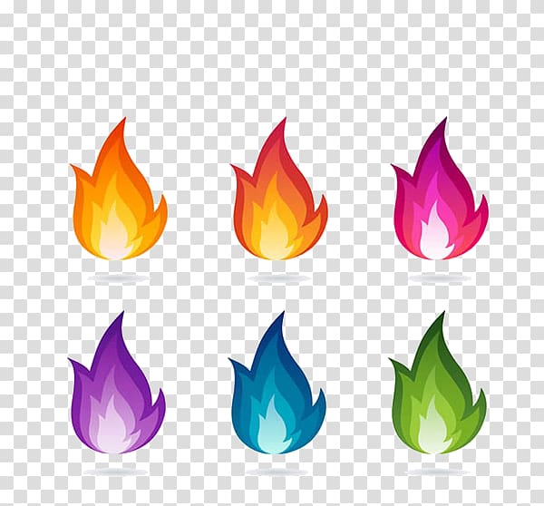 Flame Color, Six color buckle creative flame Free transparent background PNG clipart