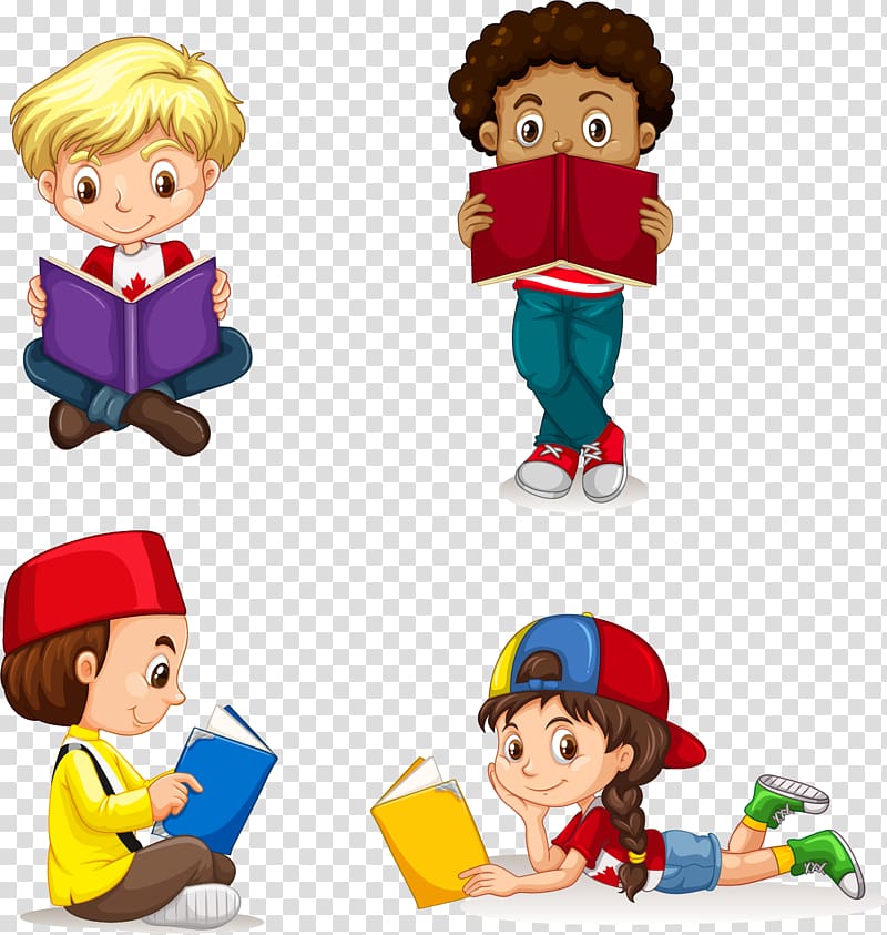 children reading books, Child , hand-painted children reading transparent background PNG clipart