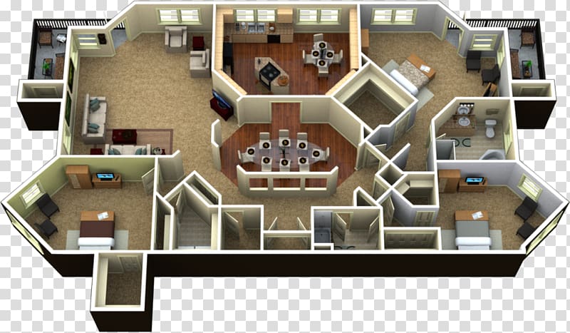 3D floor plan Penthouse apartment, 3d model home transparent background PNG clipart